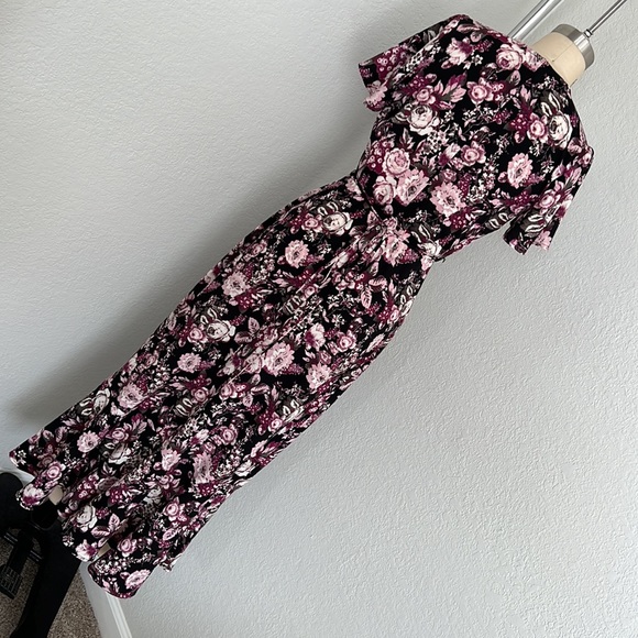 Free Press Womens Black Floral Patterned Short Sleeve Wrap Dress Size XS-M - Picture 10 of 13